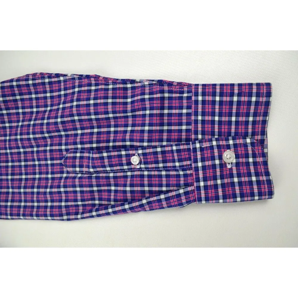 J Crew Light Weight Dress Shirt Cotton Men's L Slim Fit Blue &‎ Red Plaid
